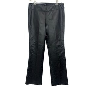 MODA INTERNATIONAL Black Leather Laser Cut Flare Pants Women's Size 12